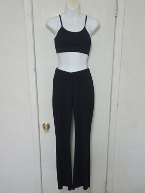 Black Flared Wide Leg Yoga Pants Leggings